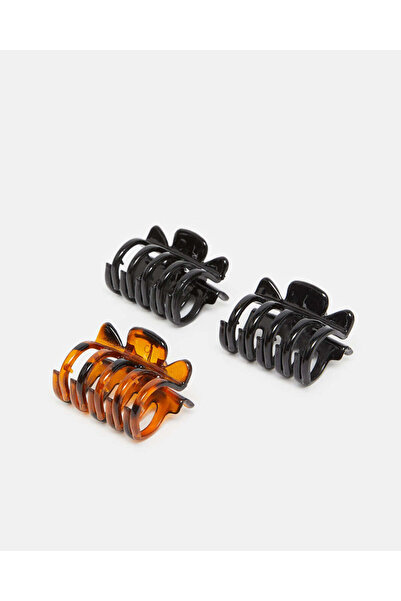 REDTAG Women Black And Brown Jaw Clip Set (Pack of 3)