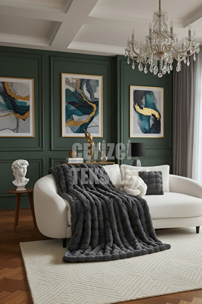 Çt Çeyizci Tekstil Plush Sofa Throw, Fluffy Sofa Cover, Bubble Sofa Cover 170X220Cm