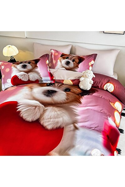 JOJO HOME 5D bedding set, 6 pieces, with elastic, Digital print, with elastic, 180x200cm, Cute puppy