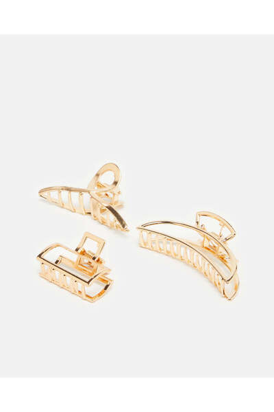 REDTAG Women Gold Embellished Hair Clips (Pack of 3)