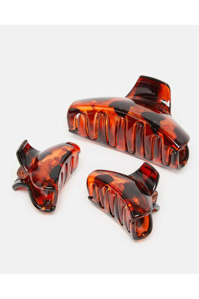 REDTAG Women Brown Jaw Clip Set (Pack of 3)
