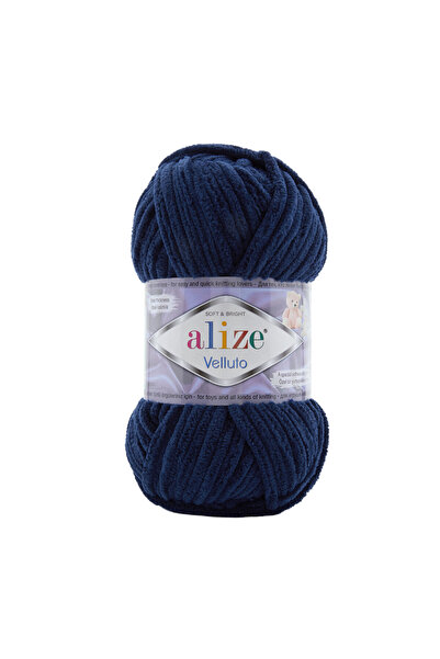 Alize Velluto Velvet Hand Knitting Yarn 58 Navy Blue Hand Knitting Yarn Wool Color Code:58