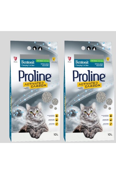 Proline Aktif Karbonlu Topaklanan Kedi Kumu 10 Lt X 2 Adet