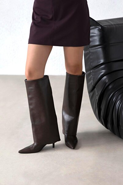 STRASWANS Zack Women's Leggings Detail Leather Boots Brown