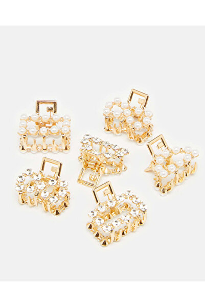 REDTAG Women Gold Embellished Hair Claw (6 Piece)