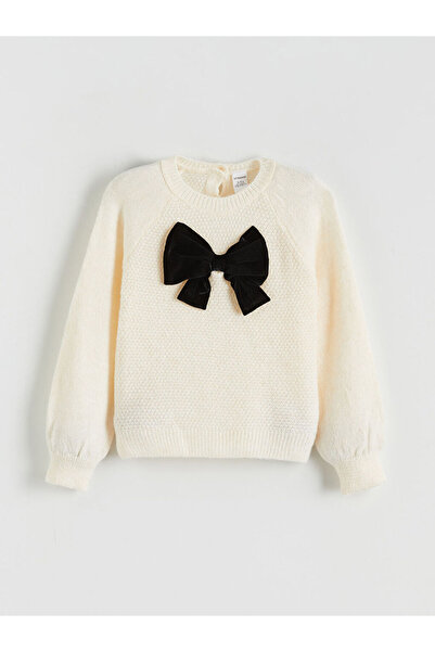 LC Waikiki Lcw Kids Ecru Crew Neck Girl's Knitwear Sweater