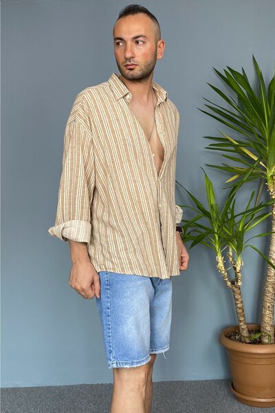 Alışveriş Sokağı 100% Cotton Soft Textured Green Oversized Shirt