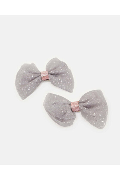 REDTAG Girls Grey Embellished Hair Clip Set (Pack of 2)