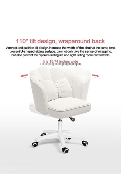 Generic Home Office Computer Chair Vanity Chair Velvet Desk Chair with Pillow Height Adjustable Swivel Chair