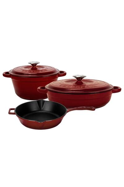 Lava Döküm Bordo 5 Parça Set – Şıklık, Lezzet ve Gücü Bir Araya Getiren Tasarım