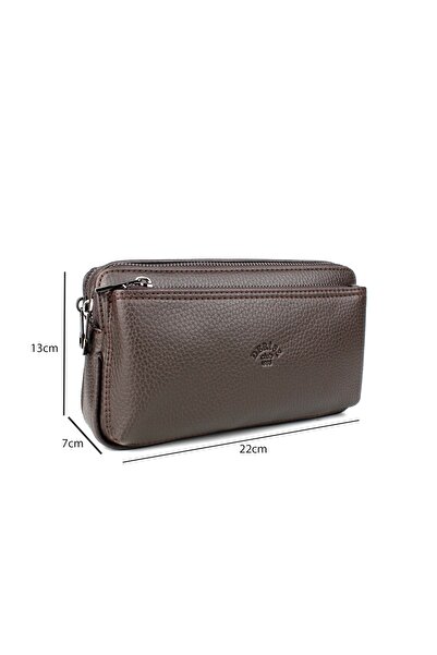 deri,se club Men's Brown Handbag Portfolio Bag with Wristlet Belt Hand Bag