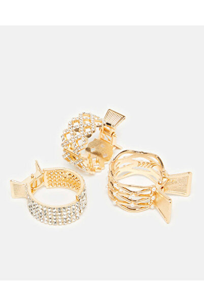 REDTAG Women Gold Embellished Hair Clip Set (3 Piece)
