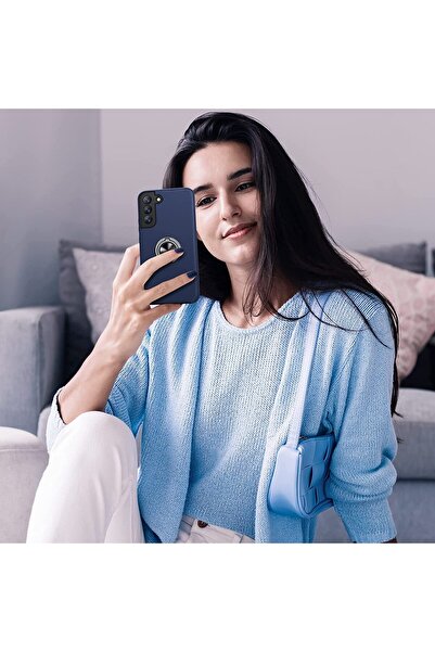 MobileSmart Case for Samsung Galaxy S22, Military Protection, 360° Kickstand Metal Ring, Shockproof, Blue