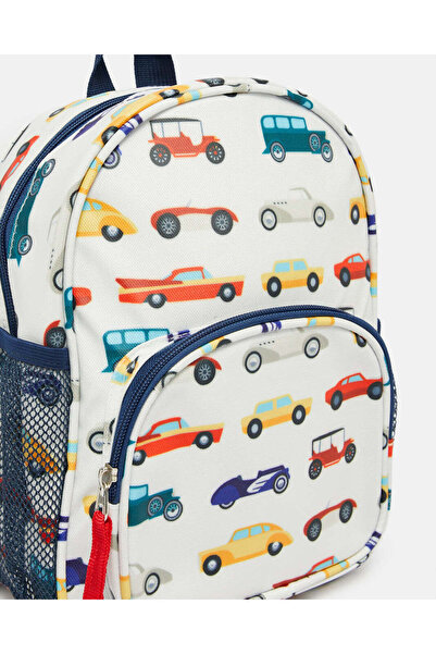 REDTAG Boys Beige Cars Printed Backpack
