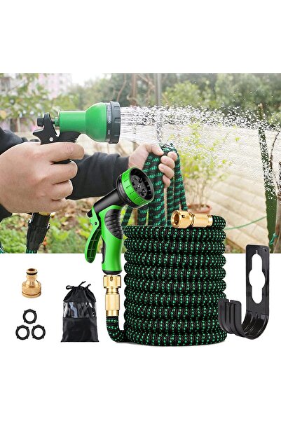 EACAM Expandable Garden Hose 100ft with 9-Function Nozzle, Strong Flexible Hose with Solid Brass Fittings