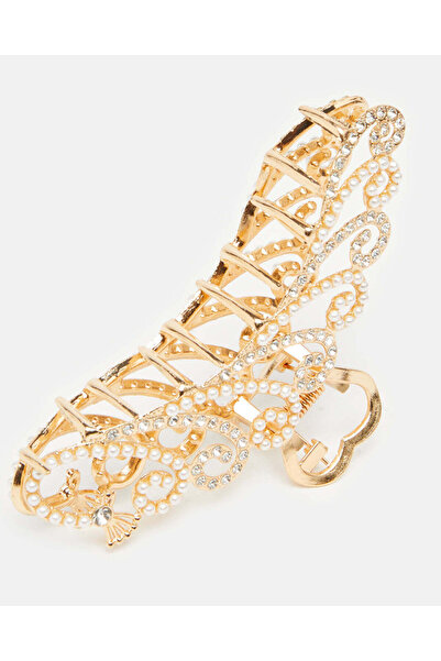 REDTAG Women Gold Embellished Hair Clip