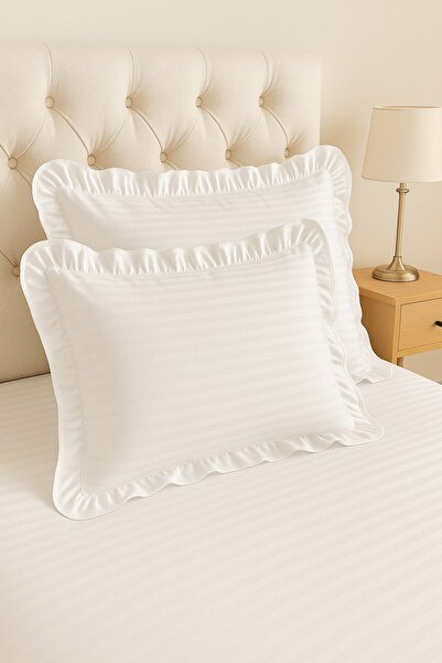 GÖRMEZ TEKSTİL Pillowcase Set Striped Satin Cotton 2-Piece 50X70 cm – Stylish and Durable