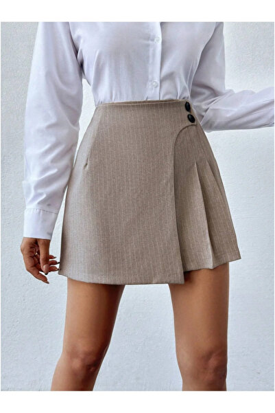 Purpleclo Fusta mini plisată cu doi nasturi