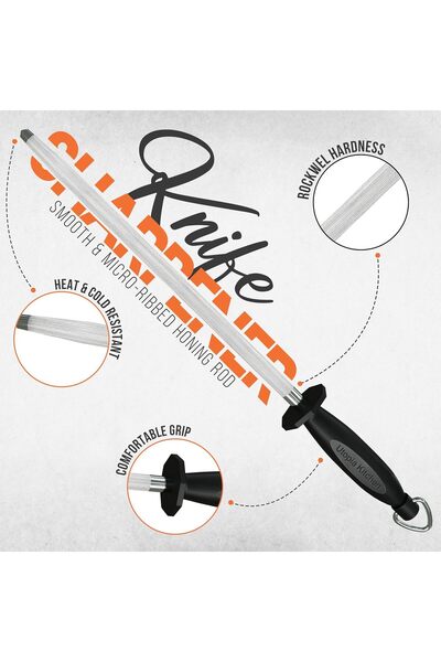 Utopia Kitchen Steel Knife Sharpening Rod, 30 cm