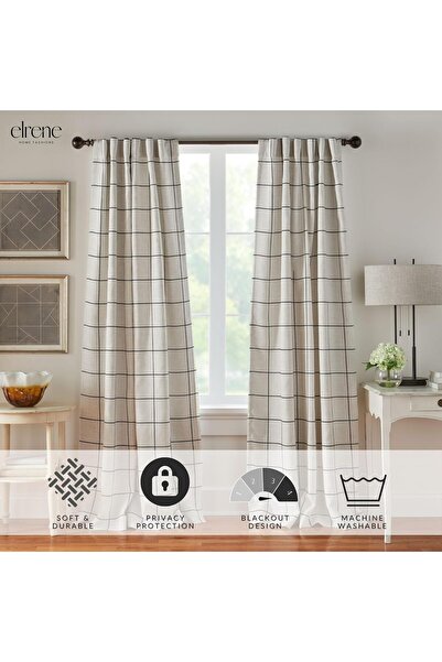Generic Brighton Printed Blackout Curtain Panel, 52 x 95 in, Black - Rain Home Fashions