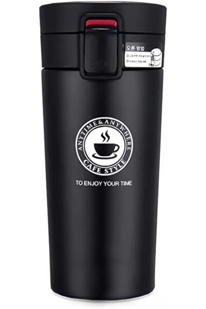 Arabest كوب قهوة من الفولاذ المقاوم للصدأ بمقبض/كوب حراري محمول، أسود