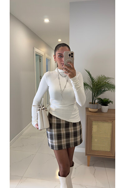 BİRCANÇİL Tella Ecru Side Gathered Blouse