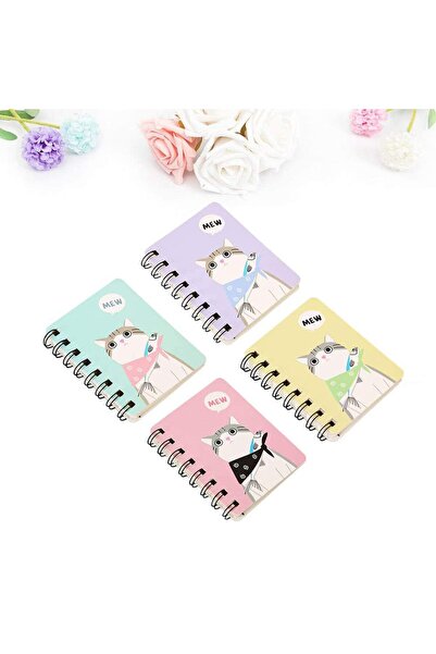 Arabest 4PCS Mini Spiral Notebook, Cute Cartoon, Ledger Notebook Handwriting Diary Drawing Tablet