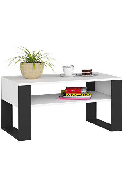 SERSIMO Холна маса Domi с долен рафт, ламинатен плот, 92x50x45 см, бяло и черно