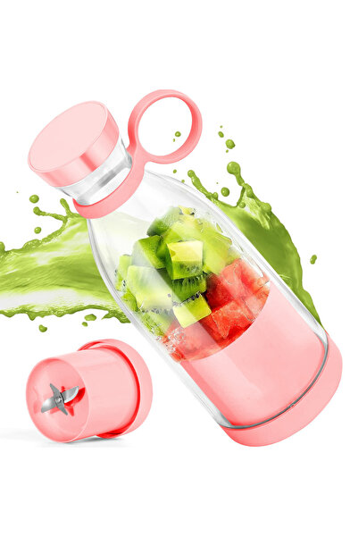 SokShop Mini blender portabil - Smoothie & Shake, încărcare USB, 6 lame din oțel inoxidabil, 380 ml