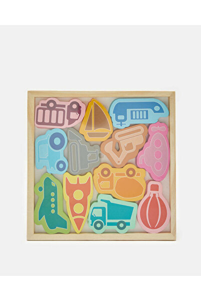 REDTAG Assorted Wood Vehicle Building Block Box