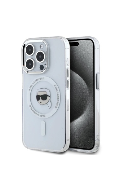 Karl Lagerfeld Carcasă pentru iPhone 16 Pro, IML MagSafe, Albă