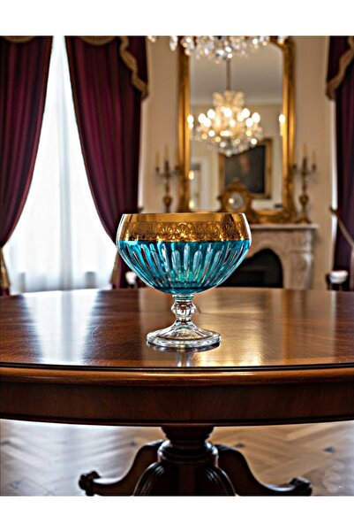 DECOSTYLE Footed Gold Gilt One Decoration Turquoise Bowl