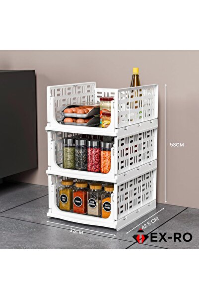 Generic TEX-RO 3-Piece Clothing Organizer Set (L, Plastic) - White