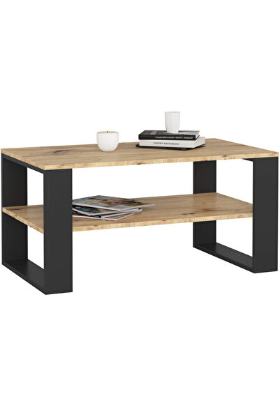 SERSIMO Masă de cafea ALEX cu raft inferior, PAL laminat, 92x53x45 cm, stejar...