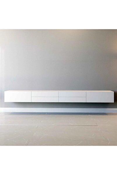 Stylish Home Table and wall-mounted TV unit, white - TV56