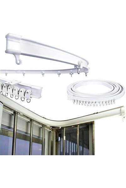 Generic 5m Bendable Ceiling-Mounted Curtain Track - Curved/Straight Set for Window & Room Divider