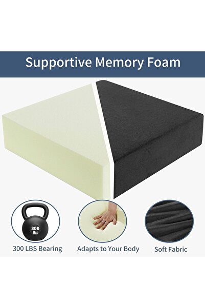 HOMBYS Memory Foam Seat Cushion with Non-Slip Base — Ergonomic 20x20x5 in, Black