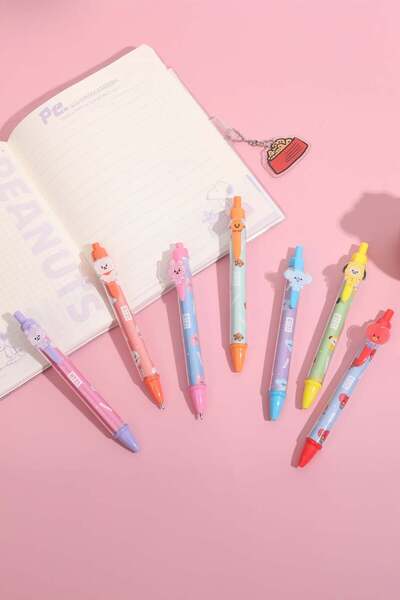 BT21 Lisanslı Figürlü Tükenmez Kalem (1.0 Mm, Siyah) – Ergonomik Tasarım Akıc...