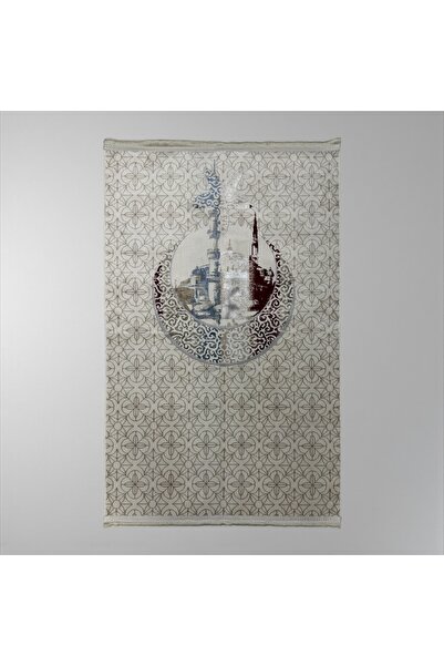 cekir سجادة صلاة إسلامية مخملية فاخرة من ديفاين - نقش ميدالية المدينة المنورة