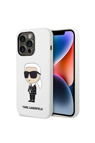 Karl Lagerfeld Силиконов калъф за iPhone 14 Pro, бял