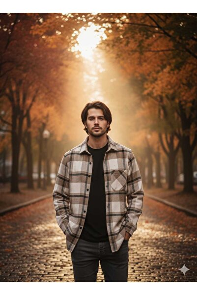 YNGMENCLASS Single Pocket Detail Carded Textured Cashmere Cotton Collar Buttoned Winter Woodcutter Shirt