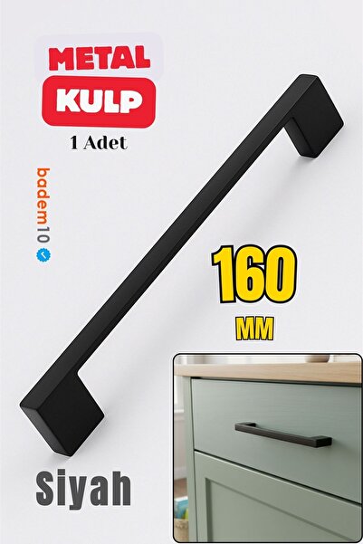 Badem10 Köprü 160 mm Siyah Metal Kulp Mobilya Çekmece Dolap Kapak Kulpu Dayan...