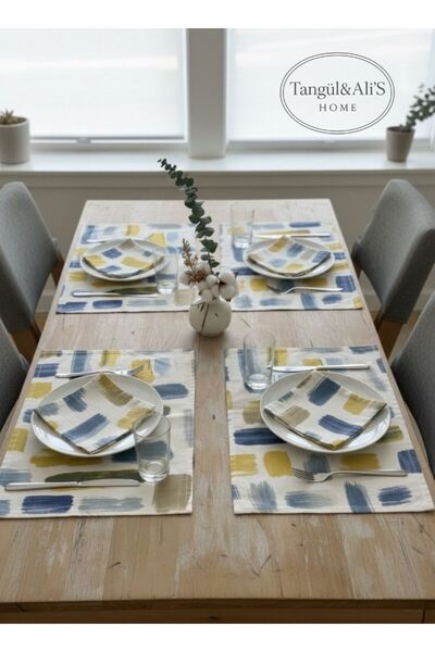 Tangül&Ali'S Moda Evi 4 kişilik 8 parça Amerikan Servis ve Kokteyl Peçetesi T...
