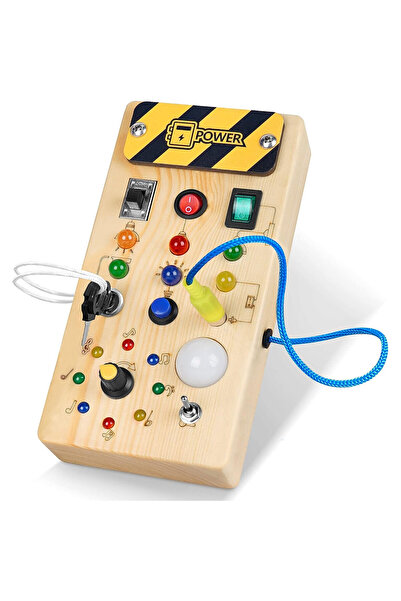 Gopo Toys Montessori Busy Board Toy for Children - Wooden Tablet with Light Circuit - 2 Years+