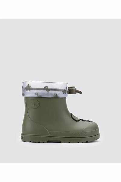 IGOR Cc336-042 Mendi Dino Borrego Khaki Boys' Rain Boots with Fur Inside