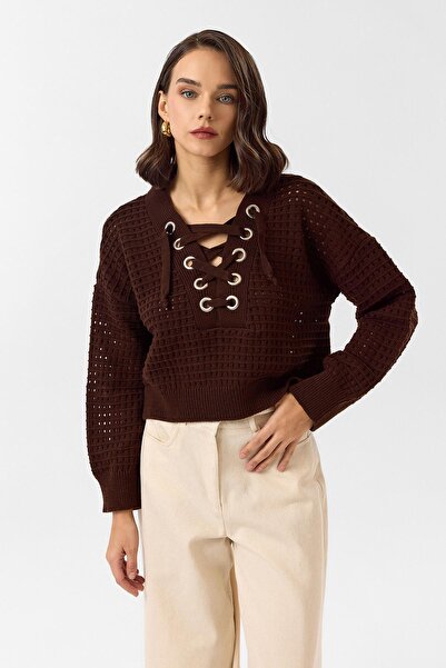 TIFFANY&TOMATO Kuş Gözlü Bağcıklı Kazak