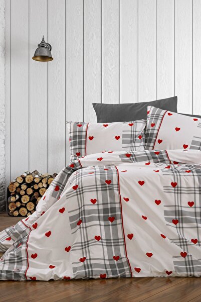 GARDEN ROOM Elegance Red Heart Double Cotton Duvet Cover Set