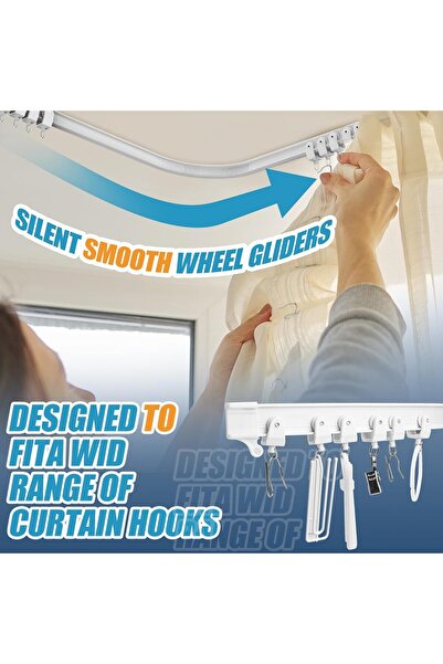 Generic 5m Bendable Ceiling-Mounted Curtain Track - Curved/Straight Set for Window & Room Divider