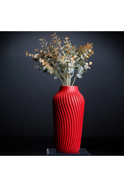 Homentum Palma | Vază decorativă înaltă cu linii verticale și finisaj mat