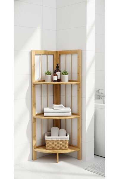 Noor رف زاوية خشبي 3 رفوف بتصميم انيق, مصنوع خشب البامبو , متعدد الاستخدامات , 30*100